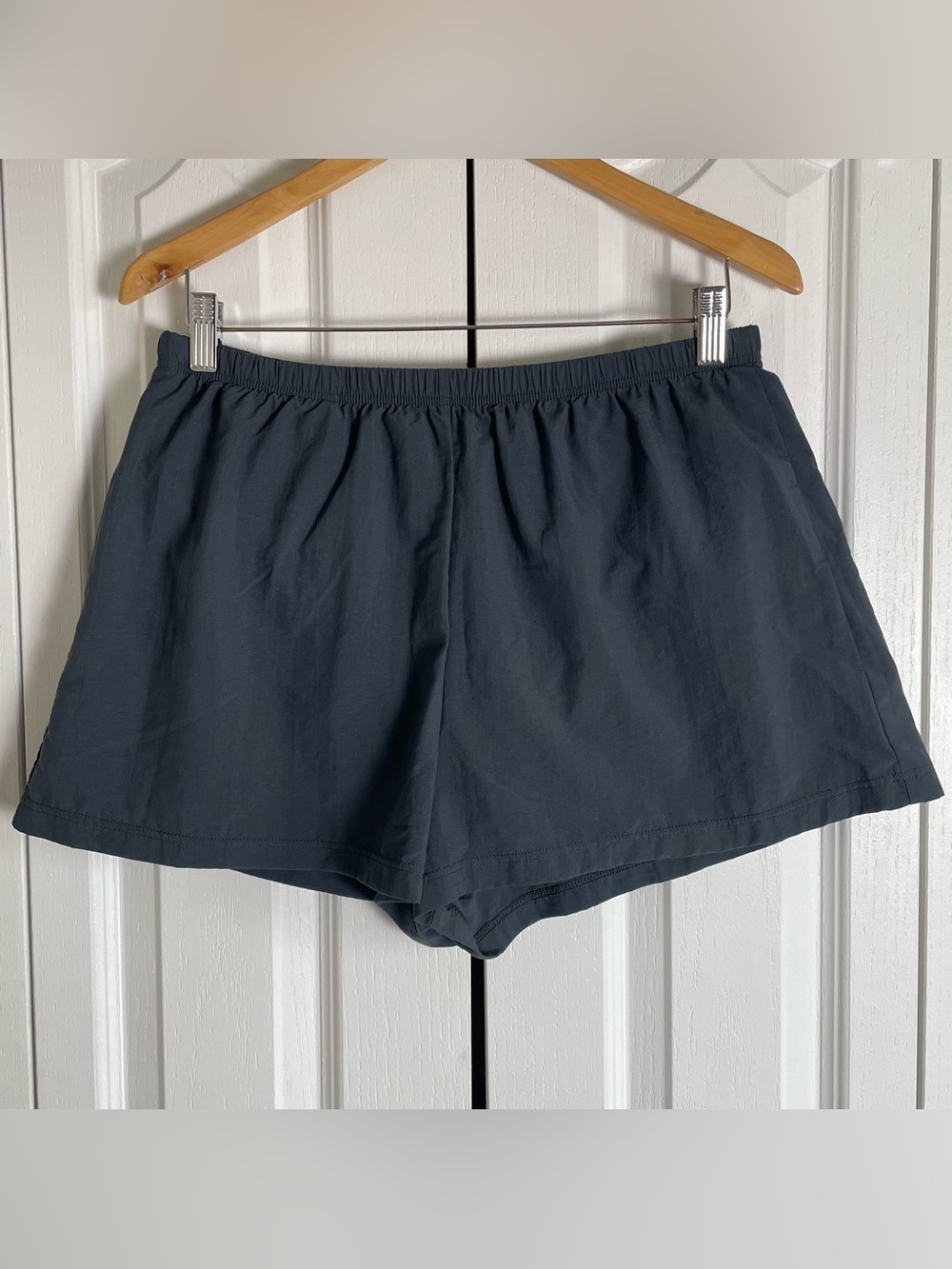 Vintage Lands’ End Swim Shorts Womens 14 Gray Lined Elastic Waistband Active USA